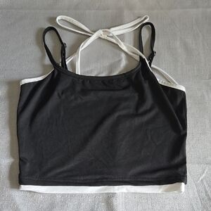 Black and White Strappy Crop Top
